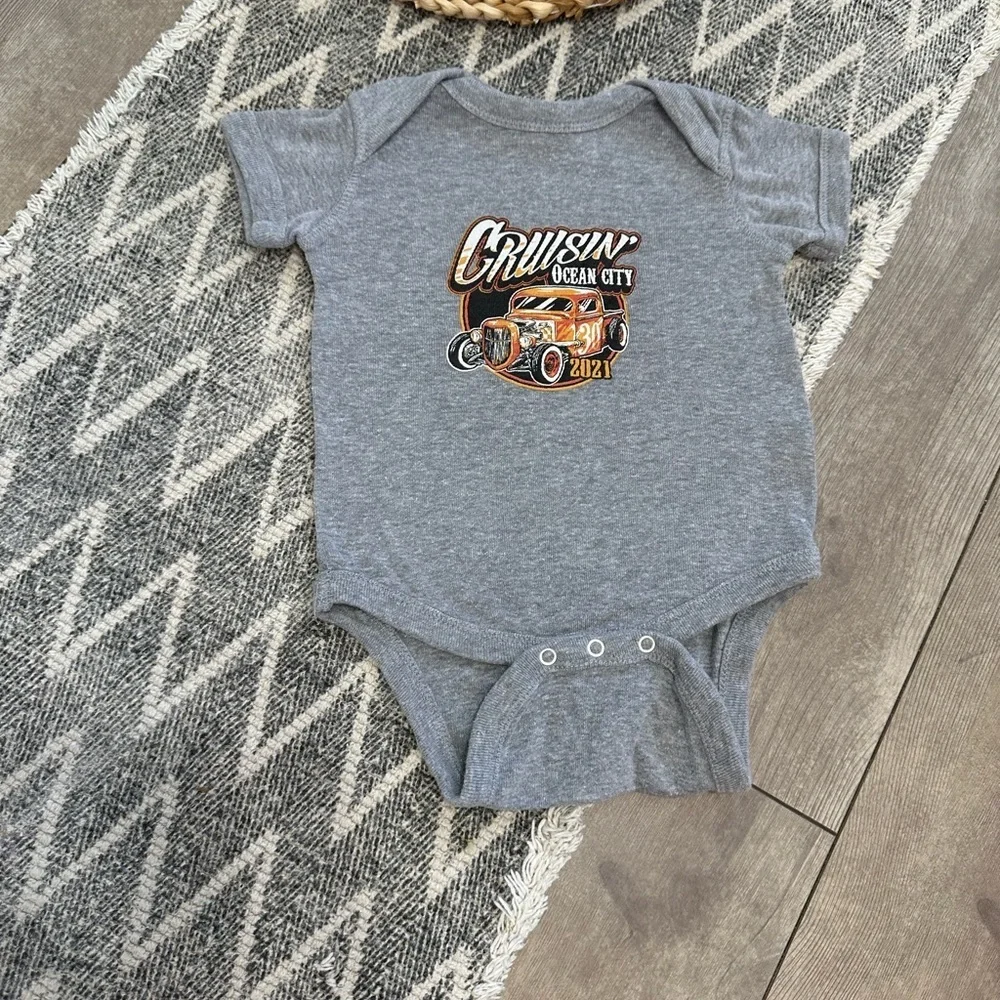 Rabbit Skins Baby Boy Hot Rod Ocean City Graphic Bodysuit T-Shirt 2021 Like New